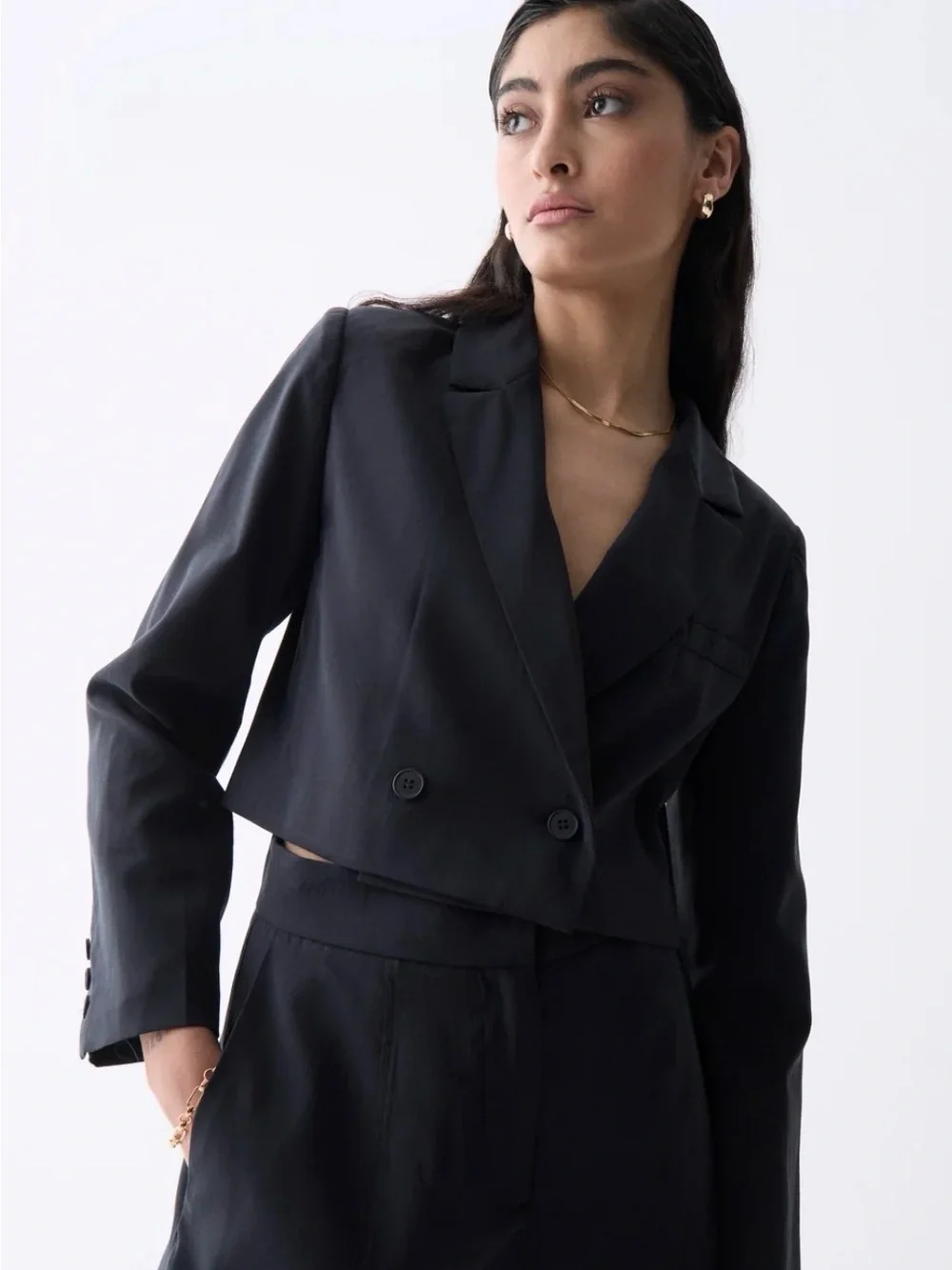 Deluc Catarina Cropped Navy Double-Breasted Blazer w/Matching Shorts Size M